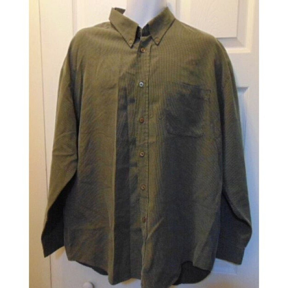 Mens Button Down Shirt XL Preswick & Moore Casual Long Sleeve Green  Mini Plaid